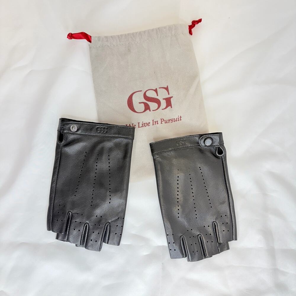 GSG Men's Fingerless Gloves Black Size M/ 7.5 New In Pouch, Unlined, Driving